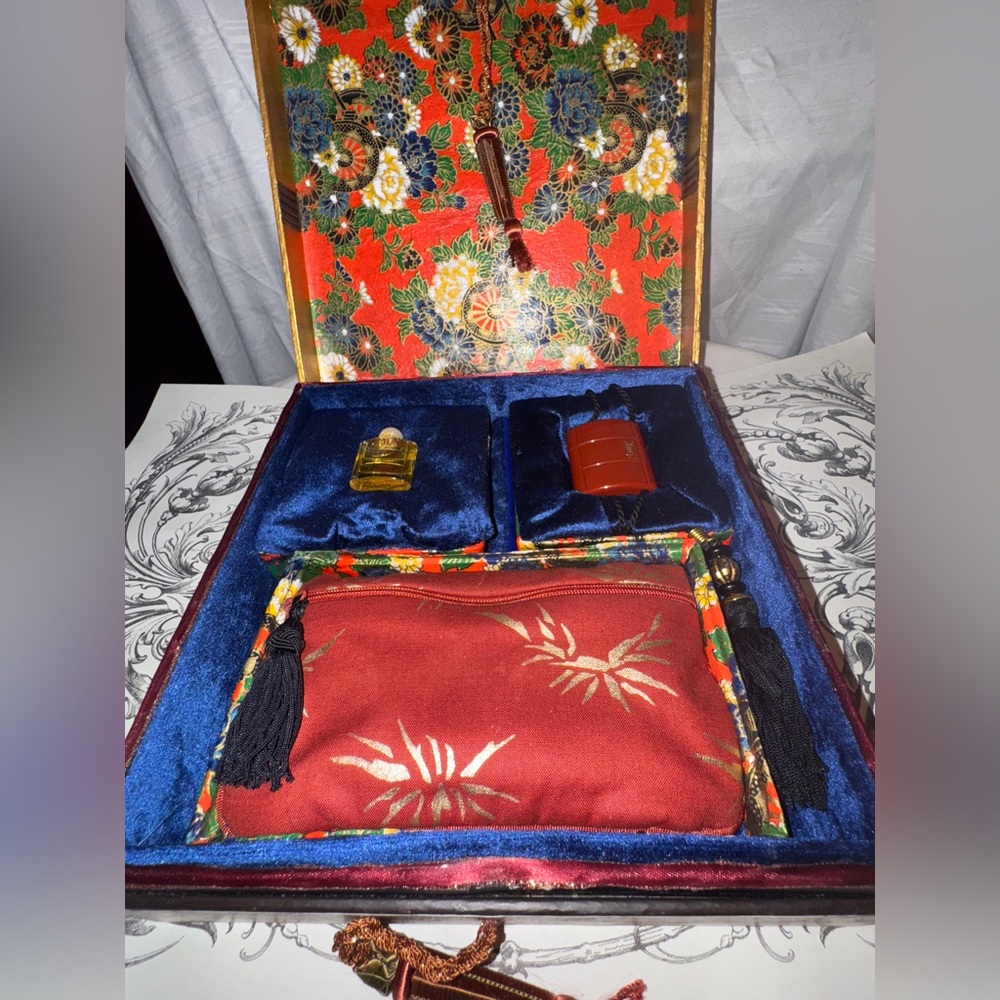 YSL Gift Set w Rare Opium Tassel Pendant Necklace, Cosmetic Bag and Jewelry Box